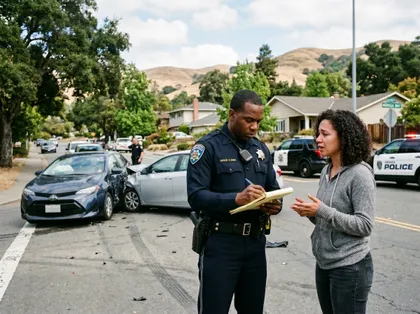Woman giving statement to police after Orinda car accident