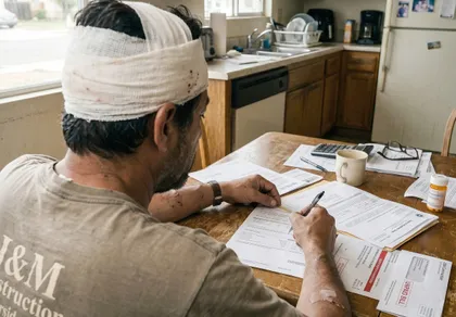 injured construction worker calculating lost wages after fall
