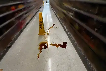 suelo ensangrentado en una sección de Walmart