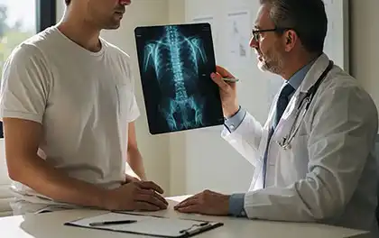 una persona que ha sufrido una caída en un restaurante mientras se sometía a un reconocimiento médico