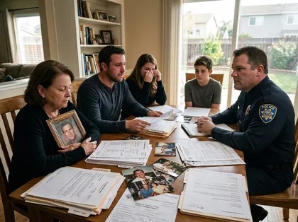 California wrongful death claim discussion featuring a family meeting with law enforcement while reviewing reports
