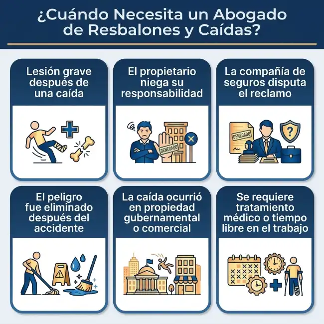 Cuándo contratar a un abogado especializado en resbalones y caídas para una reclamación por daños personales