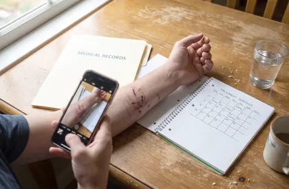 Documenting a dog bite that aggravated a pre-existing injury