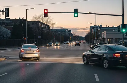 Driver making a hazardous left turn across oncoming traffic at an intersection