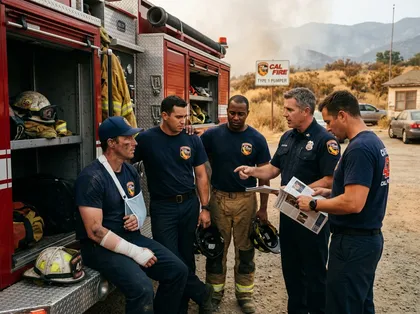 Injured fireman stating the incident after a fire truck accident