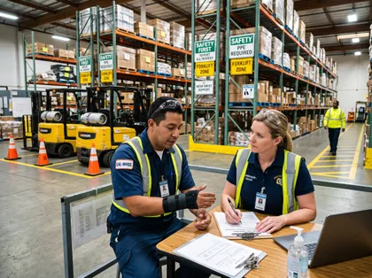 Injured warehouse worker discussing a California injury claim