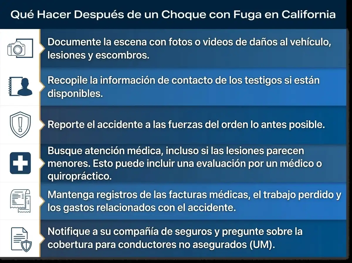 Medidas que debe tomar tras un accidente con fuga en California para proteger sus derechos