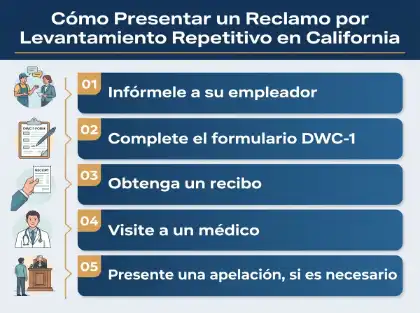 Pasos para presentar una reclamación por lesiones derivadas de la repetición de movimientos de levantamiento en California