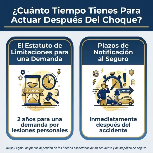 Plazos para presentar reclamaciones por accidentes de tráfico y notificarlos a la aseguradora