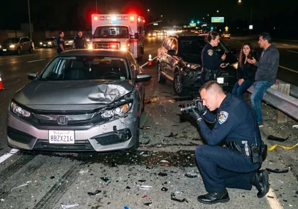 Police documenting a drunk driving crash for an insurance claim