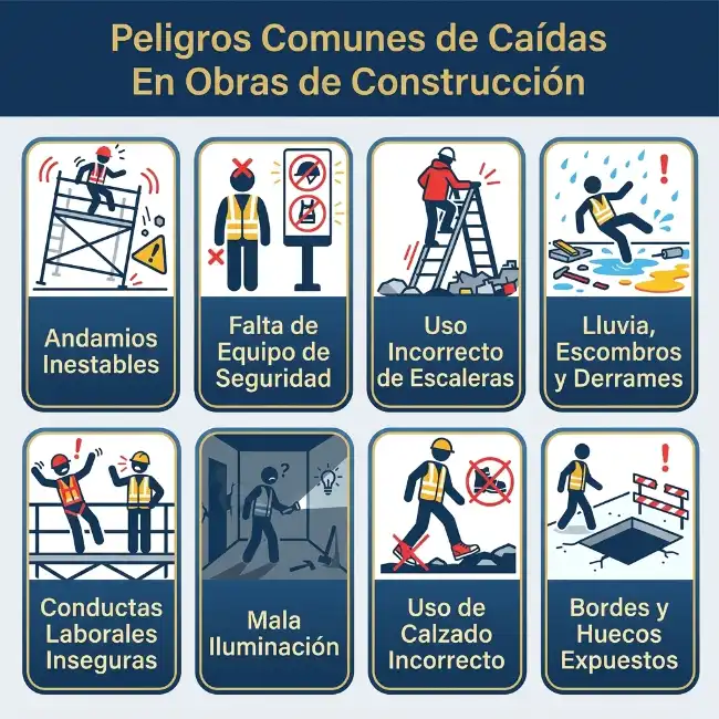 Riesgos de accidentes por caídas en obras de construcción