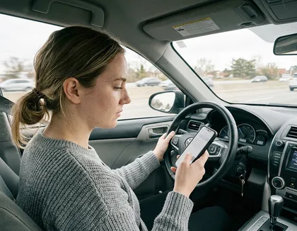 Teen driver texting behind the wheel showing higher crash risk by age group