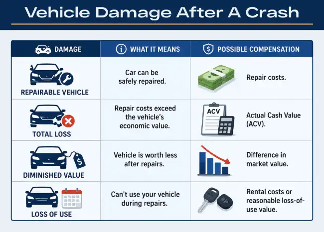 Vehicle Damage After A Crash