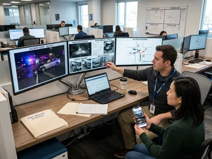 Victim reviewing a CCTV footage after an accident