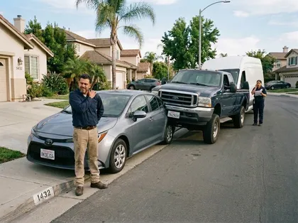 Wrong-side parked delivery truck involved in a suburban traffic accident
