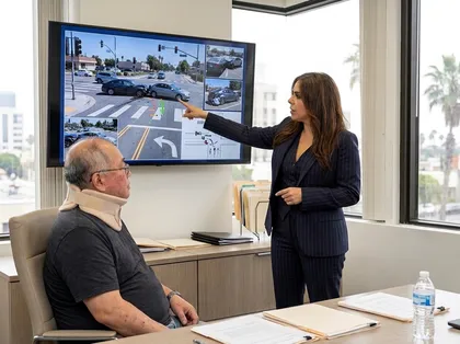 Attorney explains intersection accident evidence to an injured client in Altadena