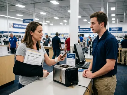 Customer reporting a defective product at a store
