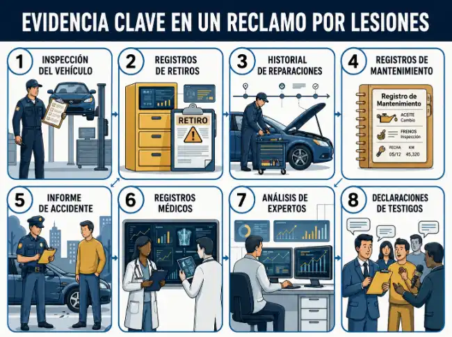 Defectos en los coches, lesiones, reclamaciones y pruebas