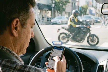 Distracted driver contributing to a motorcycle accident and serious rider injuries