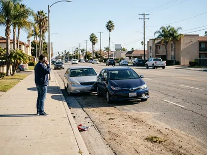Dos vehículos se han visto implicados en un accidente en la cuneta de una calle de California