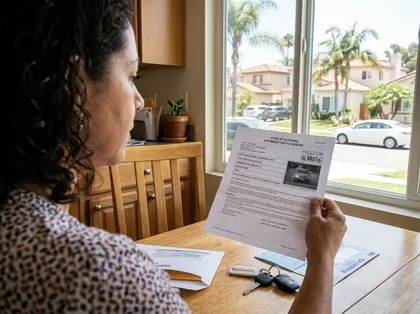 Driver reviewing a Santa Clarita red light camera ticket