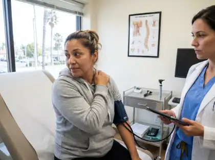 Medical professional examining a patient with shoulder pain