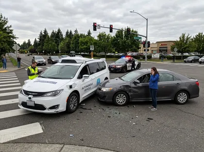 Self-driving car involved in a traffic accident