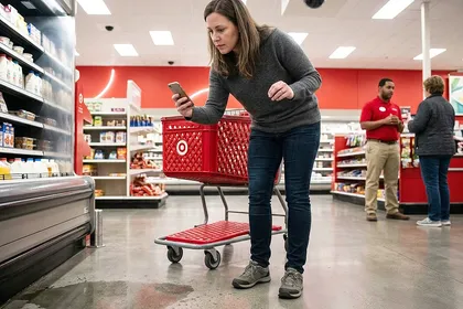Target shopper documenting evidence for a slip-and-fall accident claim