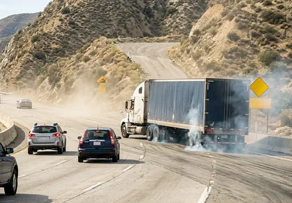 Truck crash on a poorly designed California highway involving potential Caltrans liability