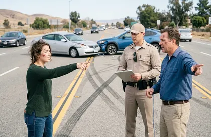 Un agente de California que está documentando un choque frontal para cumplir con los plazos de notificación de accidentes