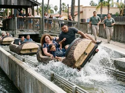Una familia resulta herida en un accidente en una atracción acuática de un parque de atracciones