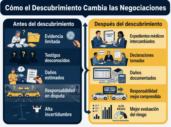 Una infografía que muestra cómo la investigación refuerza las negociaciones para llegar a un acuerdo en casos de lesiones personales