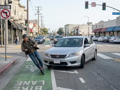 California scooter accident caused by a vehicle collision in a bike lane