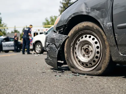 Damaged car after a minor California traffic accident