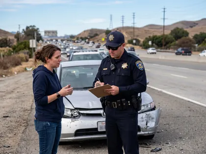 Driver reporting a California car accident to police