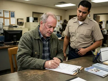 Injured driver filing a California accident report with police