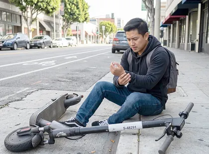 Una víctima de un accidente con un patinete eléctrico en California informa de sus lesiones tras el choque