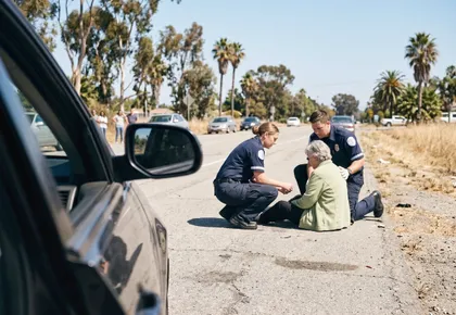 Uninsured or hit-and-run pedestrian accident victim receiving roadside assistance in California