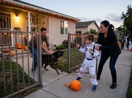 Ataque de un perro en Halloween en California contra un niño disfrazado de astronauta