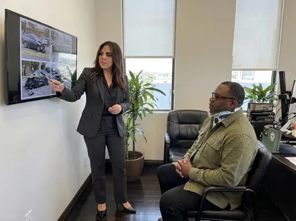 Attorney advising a client in the office