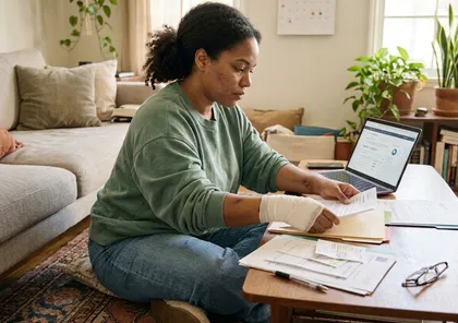 Injured claimant reviewing insurance documents after a lawyer takes over an existing personal injury claim
