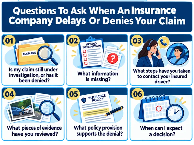 Insurance Claim Delay and Denial Questions Infographic