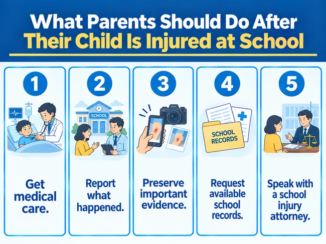 Parents reviewing steps to protect a child’s school injury claim after an accident