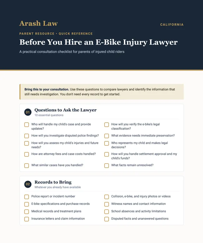 Quick Reference Before You Hire an Ebike Injury Lawyer