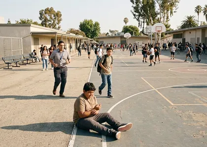 Student injured during a school sports activity while staff respond on a California campus
