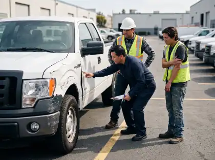 Un responsable inspecciona un camión averiado